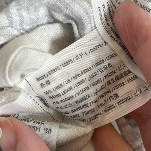 Abercrombie and Fitch Plaid Square Neck Puff Sleeve Crop Top White Blue XS - Picture 5 of 5